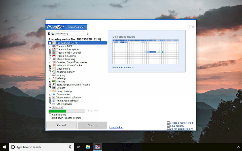PrivaZer Scan files in Advanced Mode