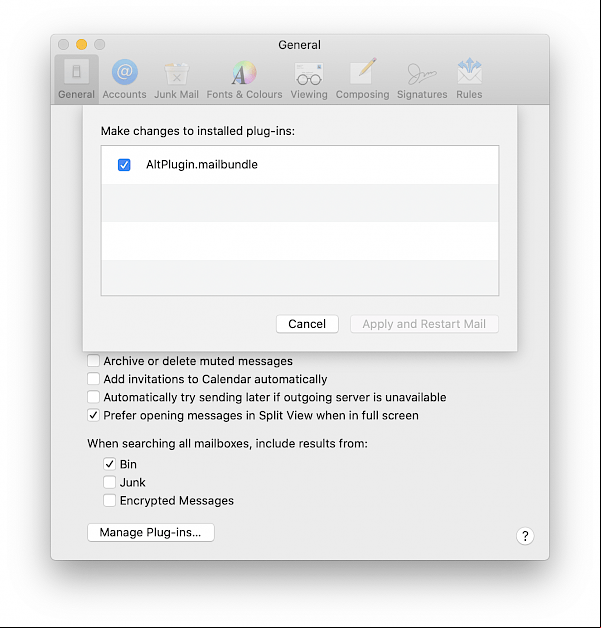 Activate AltPlugin for the Mail app